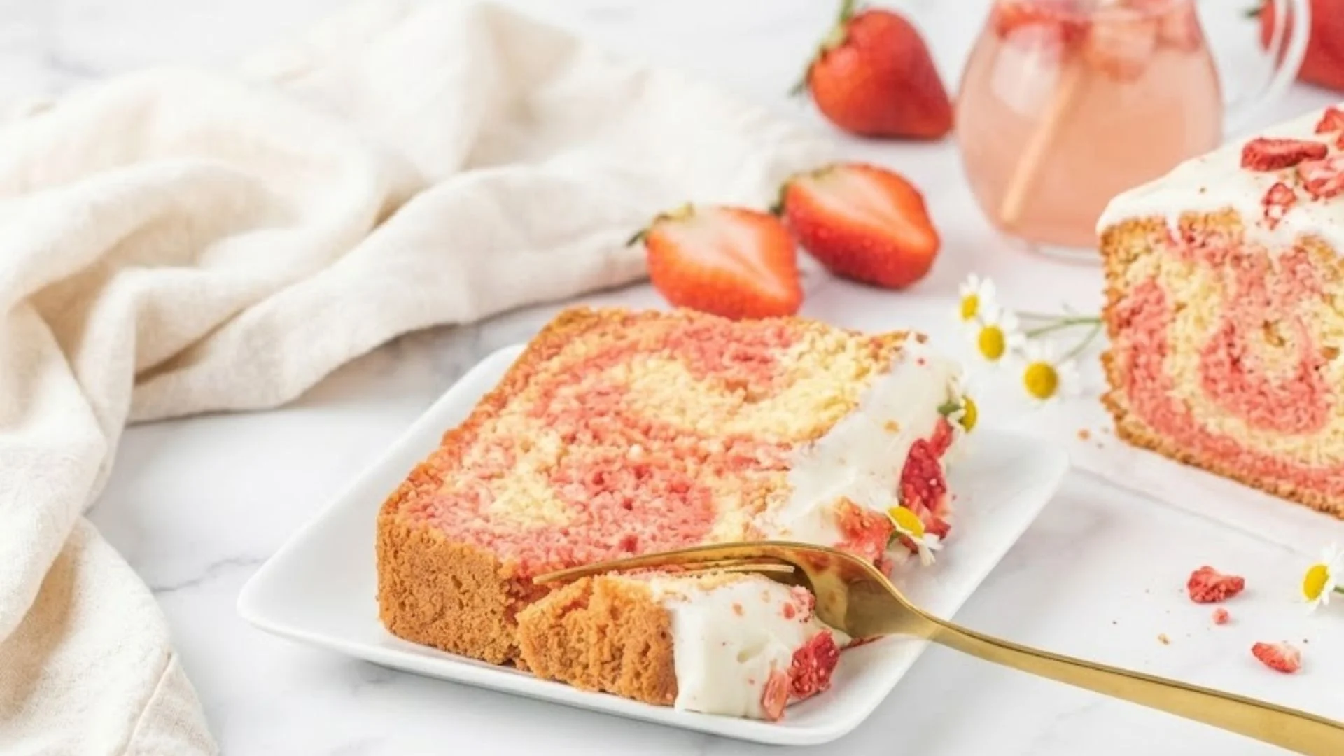 Strawberry Vanilla Marble Cake