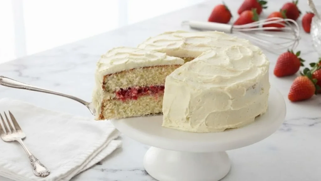 Strawberry Filled Vanilla Cake